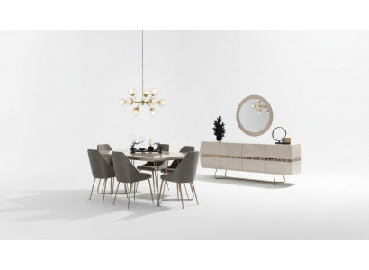 Essgruppe Esszimmergruppe Esszimmer Esstisch Stühle Sideboard Spiegel 7tlg