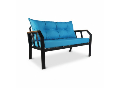 Gartensofa 2-Sitzer Sofa Mini Couch Kleines Sofa Mit Kissen Metallrahmen