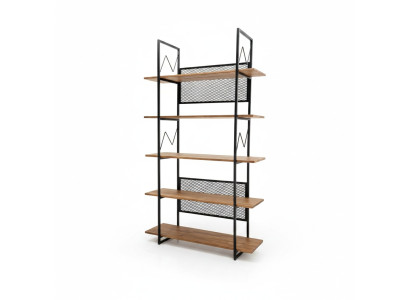 Bücherregal Bücher Regal Standregal Schrank Holz + Metall Mit 5 Etagen