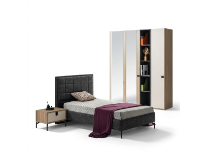 Bett Stilvoll Gepolstertes Kopfteil Nachttisch Modernes Design Kinderzimmer