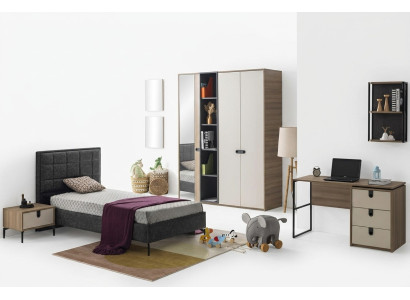 Set Bett Nachttisch Schreibtisch Modernes Design Stilvolles Kinderzimmer 3tlg