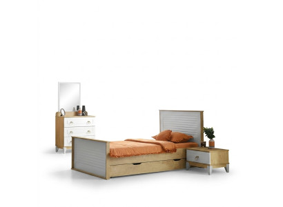 Modernes 3tlg Schlafzimmer Set mit Bett Nachttisch und Kommode Stilvoll elegant