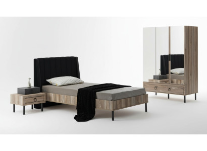 Modernes Bett Holzrahmen Gepolstertes Kopfteil Stilvolles Design Kinderzimmer