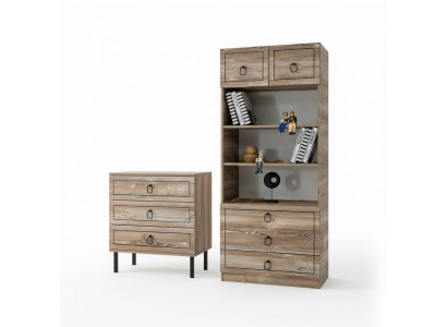 Kommode Bücherregal Holz Schubladen Schwarz Aufbewahrung Dekoration Modern
