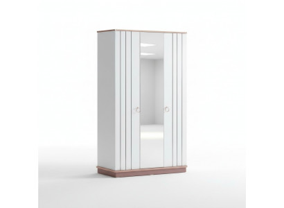 Kleiderschrank Weiß mit Spiegel und modernen Akzenten eleganter Stil Design
