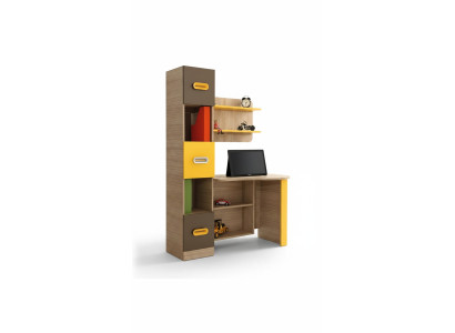 Modernes Schreibtisch Design Regale Farbakzente Gelb Braun Büro Möbel Funktional