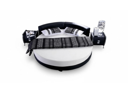 Modern black bed with elegant details and bench