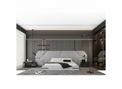 Bed with elegant headboard and modern design for the bedroom