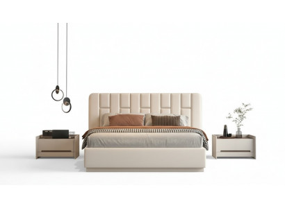 Bed with modern captain's design in beige