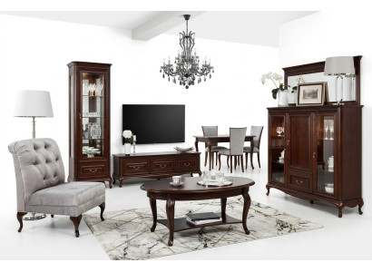 Luxuriöses Holzmöbel Wohnwand Klassisches Möbel Vitrine TV Lowboard