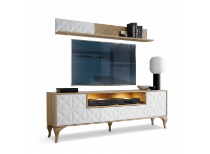 Luxuriöses Set TV-Lowboard Wohnzimmer Wandregal Medienmöbel Komplett