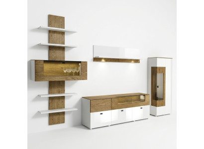Wohnzimmer Set Modern Holzmöbel Wohnwand Wandregal Regale TV-Lowboard