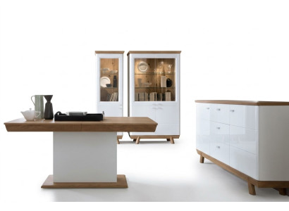 Esszimmer Set Sideboard Komplett 2x Vitrine Modern Holzmöbel Luxuriöses