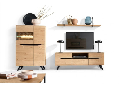 Wohnzimmer Komplett Modern Designer TV-Lowboard Luxuriöses Schrank Set 3tlg
