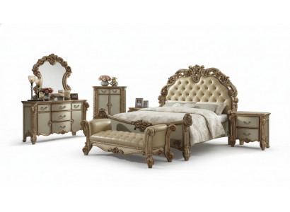 Luxus Klassisch Schlafzimmer Bett Nachttische Schminktisch Spiegel Bank