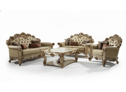 Luxus Wohnzimmer Sofa 3+2 Sitzer Sessel Couchtisch Königliches Design