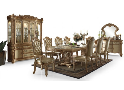 Luxus Esszimmer Set Garnitur Esstisch 8x Stühle Anrichte Essgruppe Gold