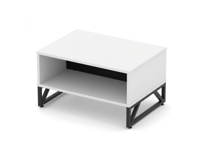 Couchtisch Beistelltisch Arbeitszimmer Tisch Weiß-Schwarz Mit Stauraum