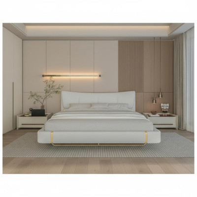 Pat luxos gray with golden details, modern design and comfortable headboard