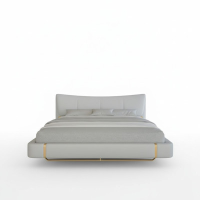 Pat luxos gray with golden details, modern design and comfortable headboard