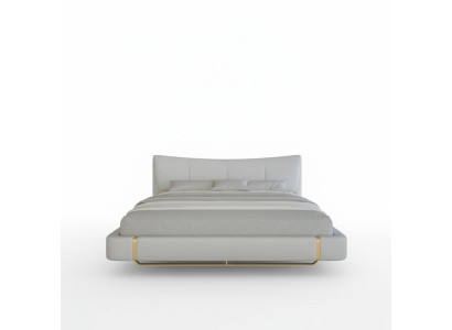 Pat luxos gray with golden details, modern design and comfortable headboard