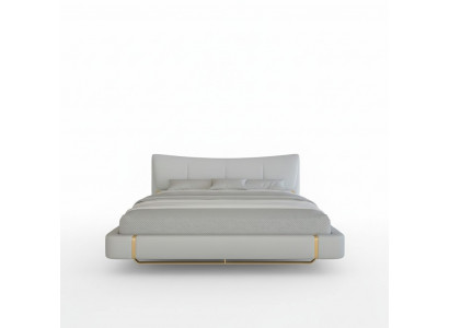 Pat luxos gray with golden details, modern design and comfortable headboard