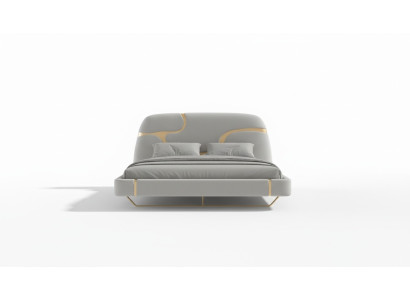 Luxury bed with golden details Modern design Soft headboard Bedroom