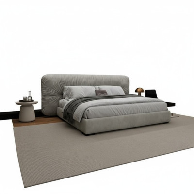Luxury gray bed railing with modern upholstered head
