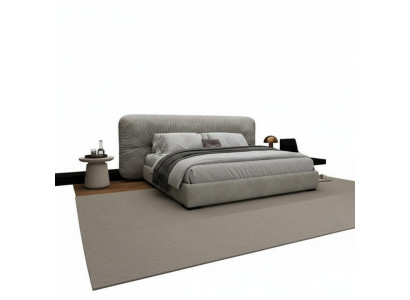 Luxury gray bed railing with modern upholstered head