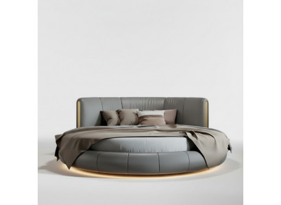 Bed in modern gray-beige design, exclusive for the bedroom