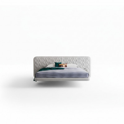 Modern bed frame with minimalist and rounded design