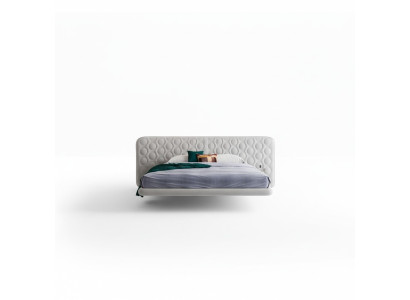 Modern bed frame with minimalist and rounded design