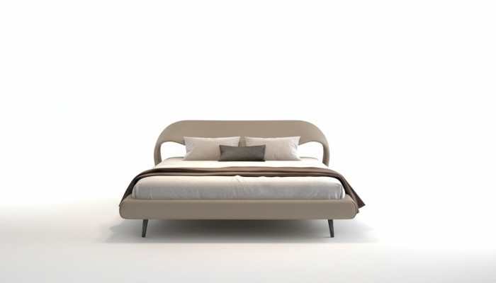 Bed with elegant design and rounded shapes