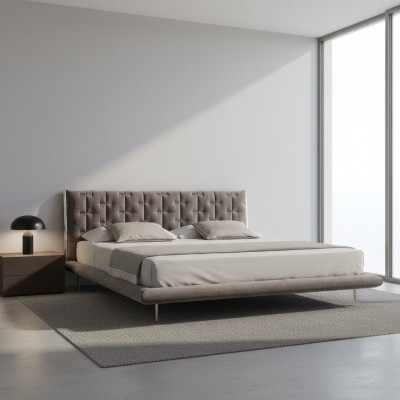 Modern gray upholstered bed