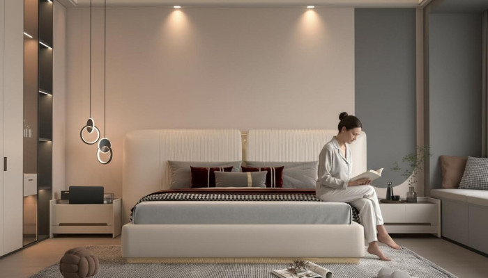 Bed with elegant headboard