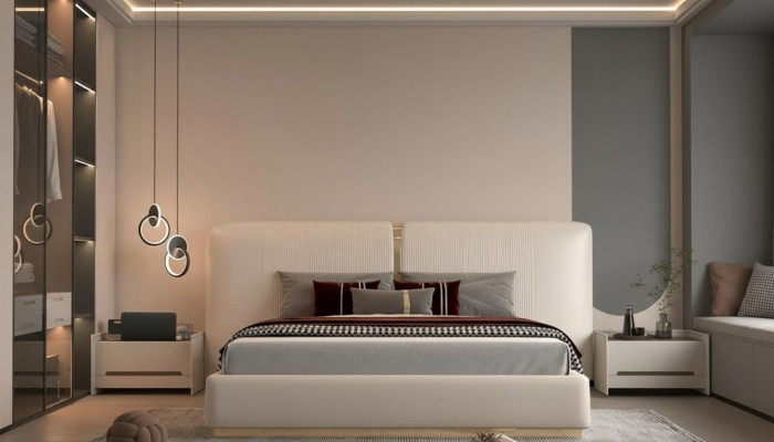 Bed with elegant headboard