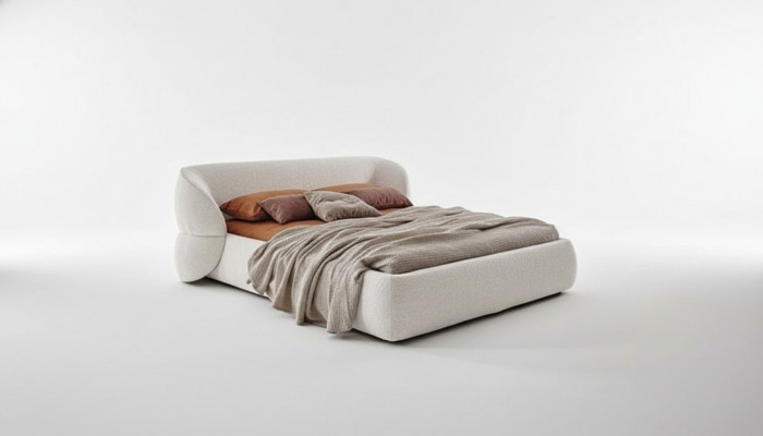 Modern folding bed with function in elegant gray fabric