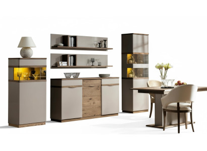 Komplett Esszimmer Designer Luxuriöses Holz Sideboard 2x Vitrine Set 5tlg