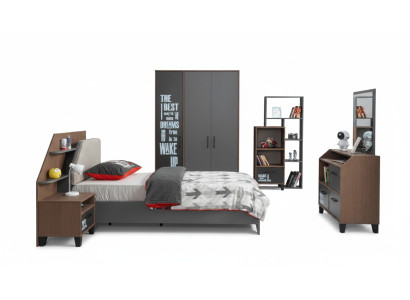 Modernes Kinderzimmermöbel-Set aus Holz in Grau und Braun
