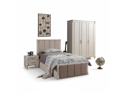 Kinderzimmer-Set aus Holz in Beige mit modernem Design