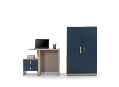 Blaues Möbelset aus Holz für Schlafzimmer und Arbeitszimmer