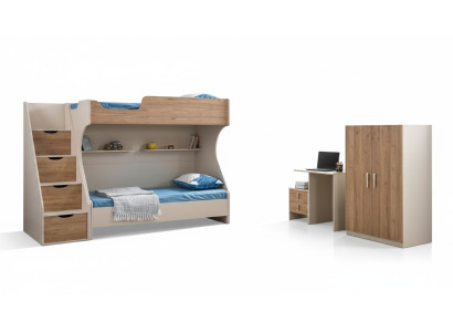 Kinderzimmer-Set aus Holz in Braun mit modernem Design
