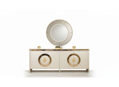 Konsole mit Spiegel in Beige aus Holz modern elegantes Design