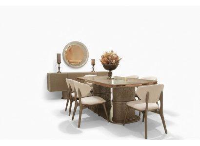 Elegantes Esszimmer-Set in Beige aus Holz mit Stühlen und Konsole