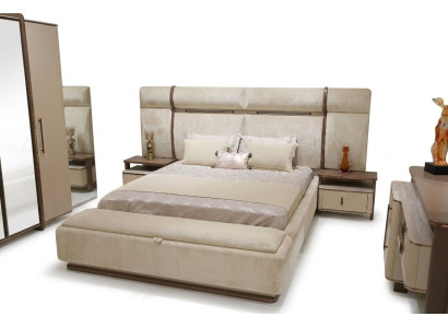 Schlafzimmer-Set aus Holz in Beige mit modernem Design