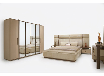 Schlafzimmer-Set in Beige aus Holz mit modernen Design