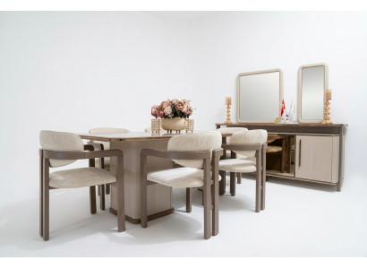 Elegantes Esszimmer-Set aus Holz in Beige mit modernem Design