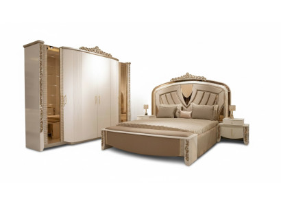 Elegantes Schlafzimmer-Set aus Holz in Beige mit modernem Design