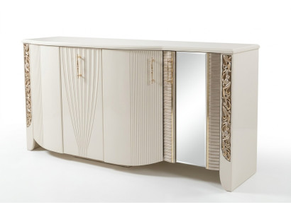 Elegantes Beiges Holz Sideboard mit Spiegel in modernem Design