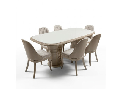 Elegantes Esstisch- und Stuhl-Set aus Holz in Beige modern